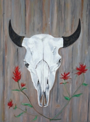 Buffalo Skull And Indian Paintbrush