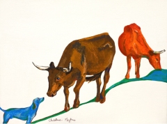 Two Cows And A Dog