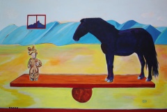 Village Clydesdale And Little Coyote
