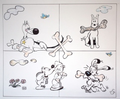 Cartoon Dogs And Their Bones