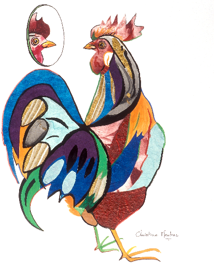 rooster and mirror